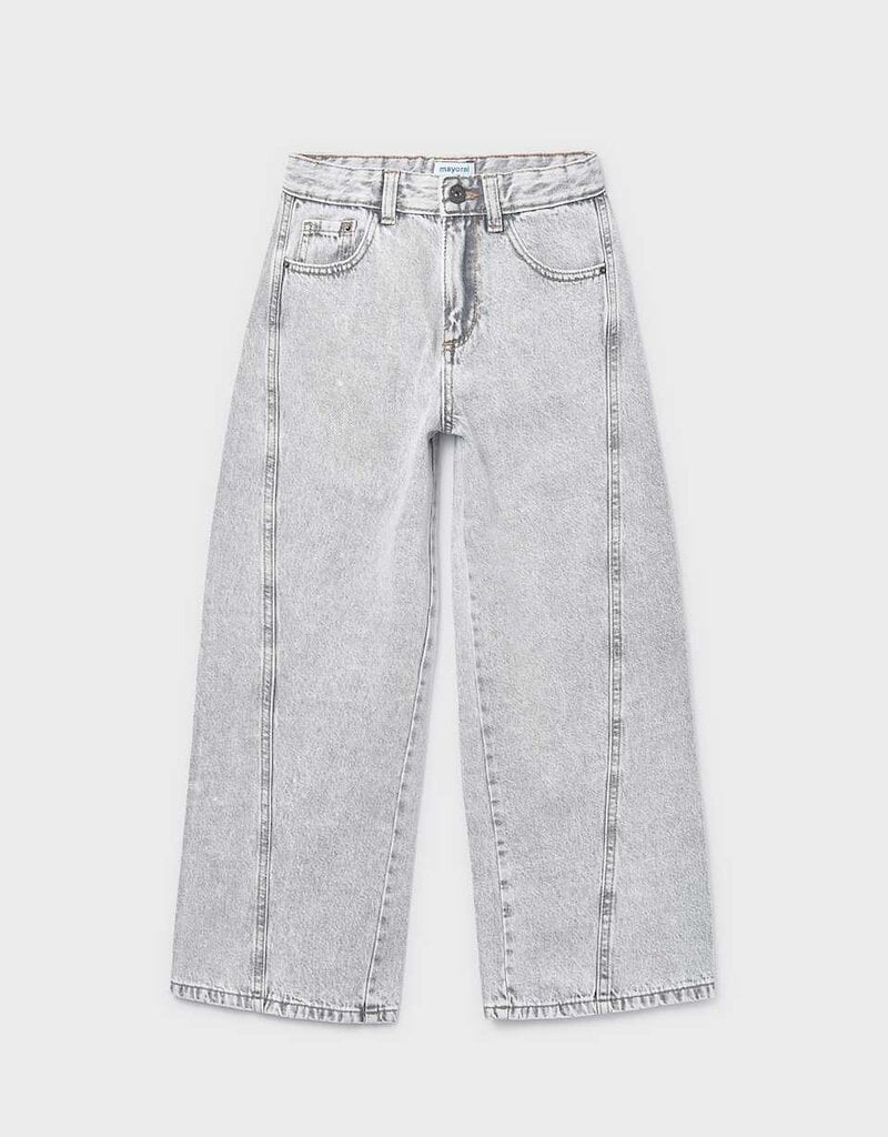 Mayoral Girls Wide Leg Denim Pants Grey
