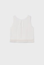 Mayoral White Lace Trim Sleeveless Top Pant Set