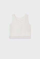 Mayoral White Lace Trim Sleeveless Top Pant Set