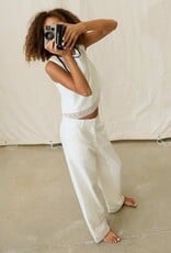 Mayoral White Lace Trim Sleeveless Top Pant Set