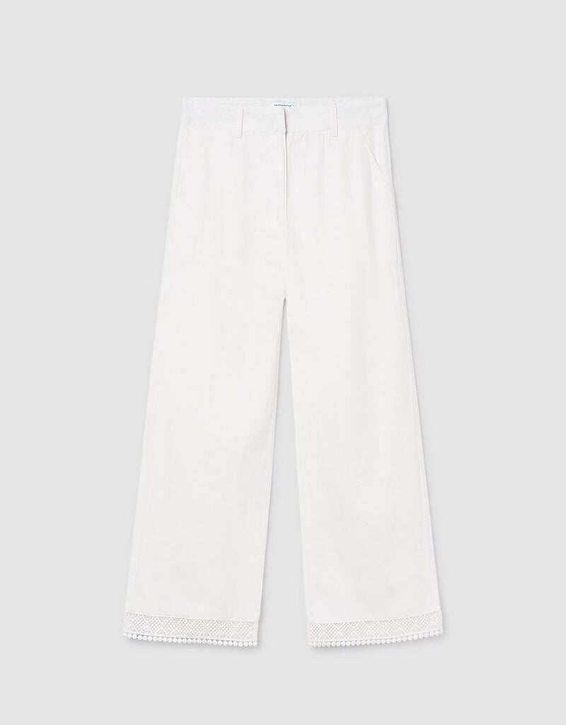 Mayoral White Lace Trim Sleeveless Top Pant Set