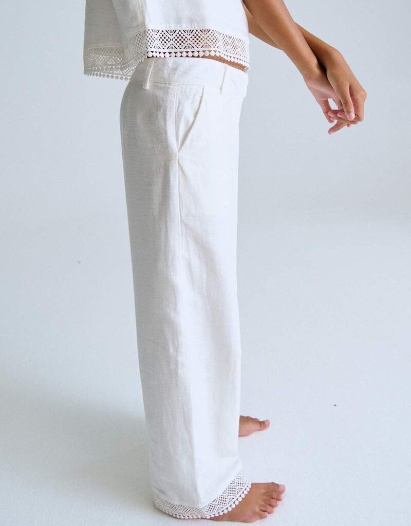 Mayoral White Lace Trim Sleeveless Top Pant Set
