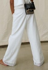 Mayoral White Lace Trim Sleeveless Top Pant Set