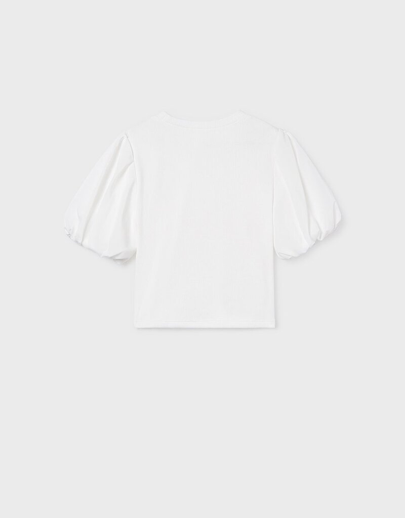 Mayoral White Puffy Sleeve Top