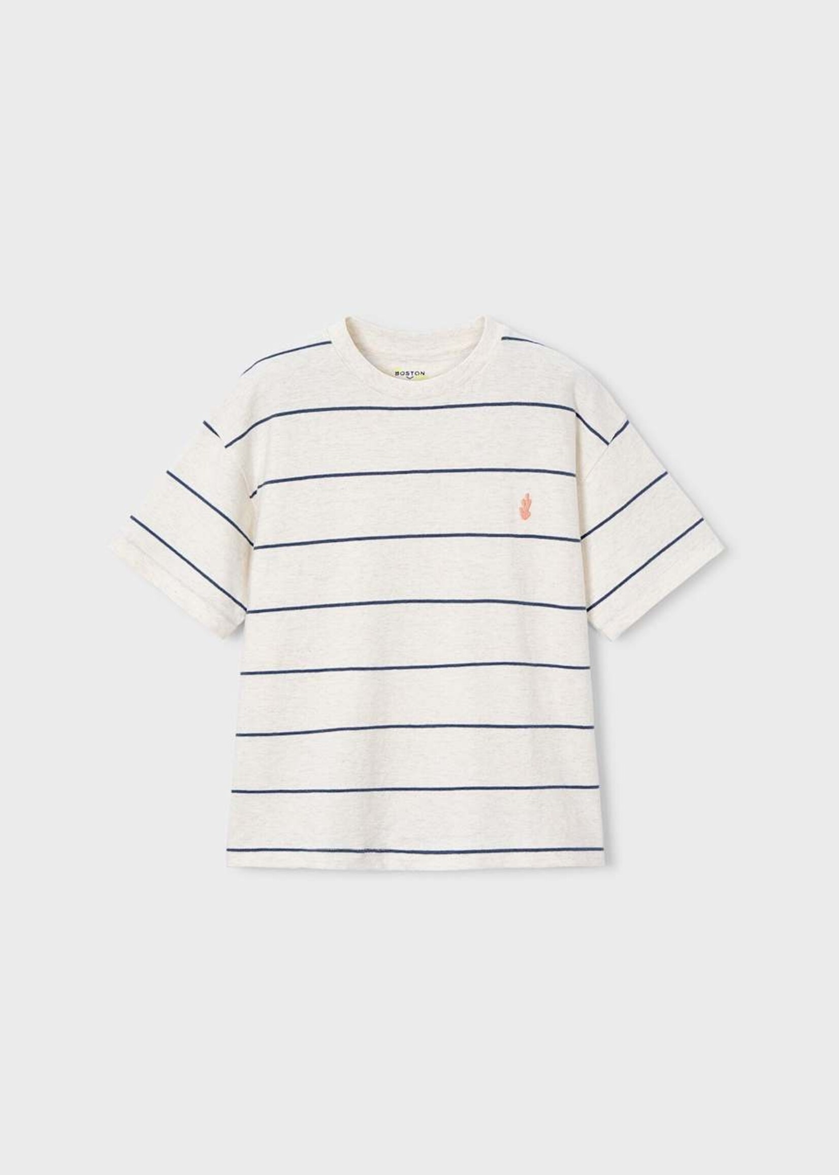 Mayoral White S/S Tee Blue Stripe