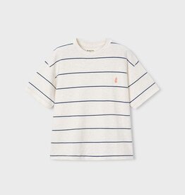 Mayoral Blue Stripe White S/S Tee