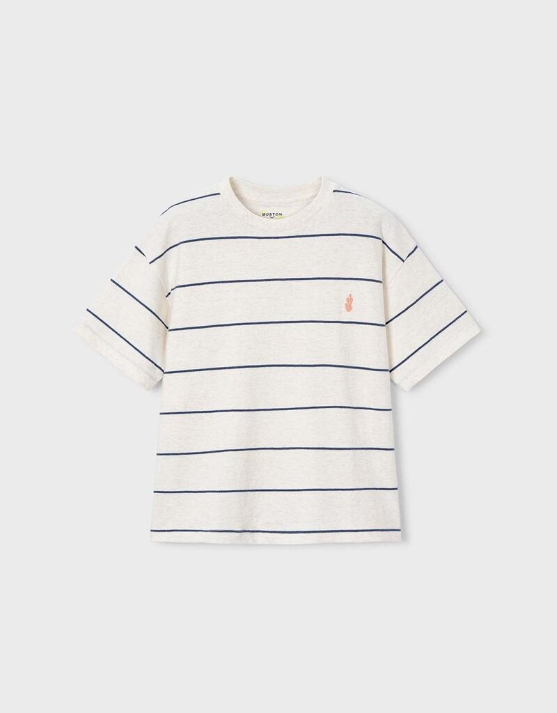 Mayoral White S/S Tee Blue Stripe