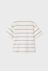 Mayoral White S/S Tee Blue Stripe