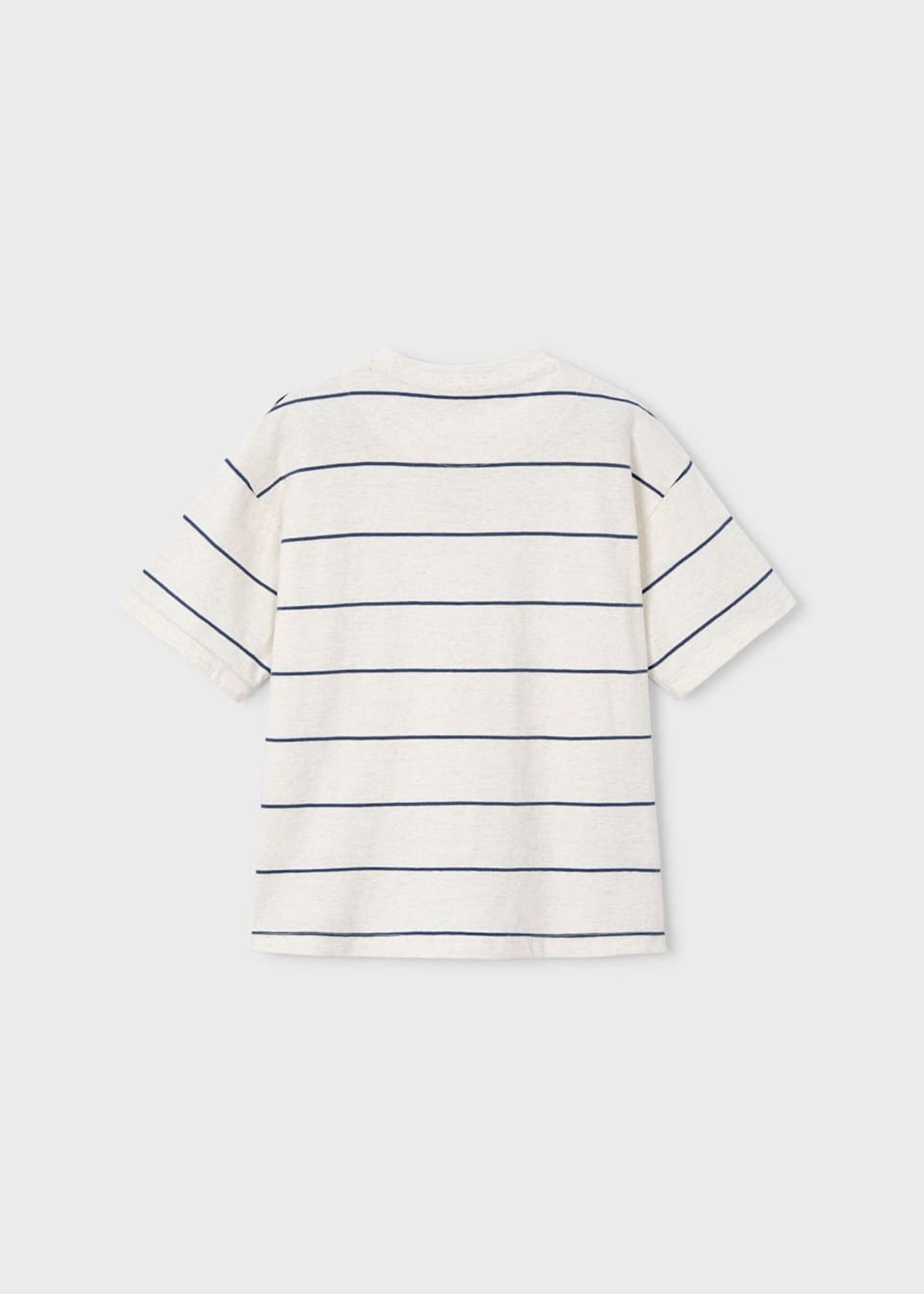 Mayoral White S/S Tee Blue Stripe