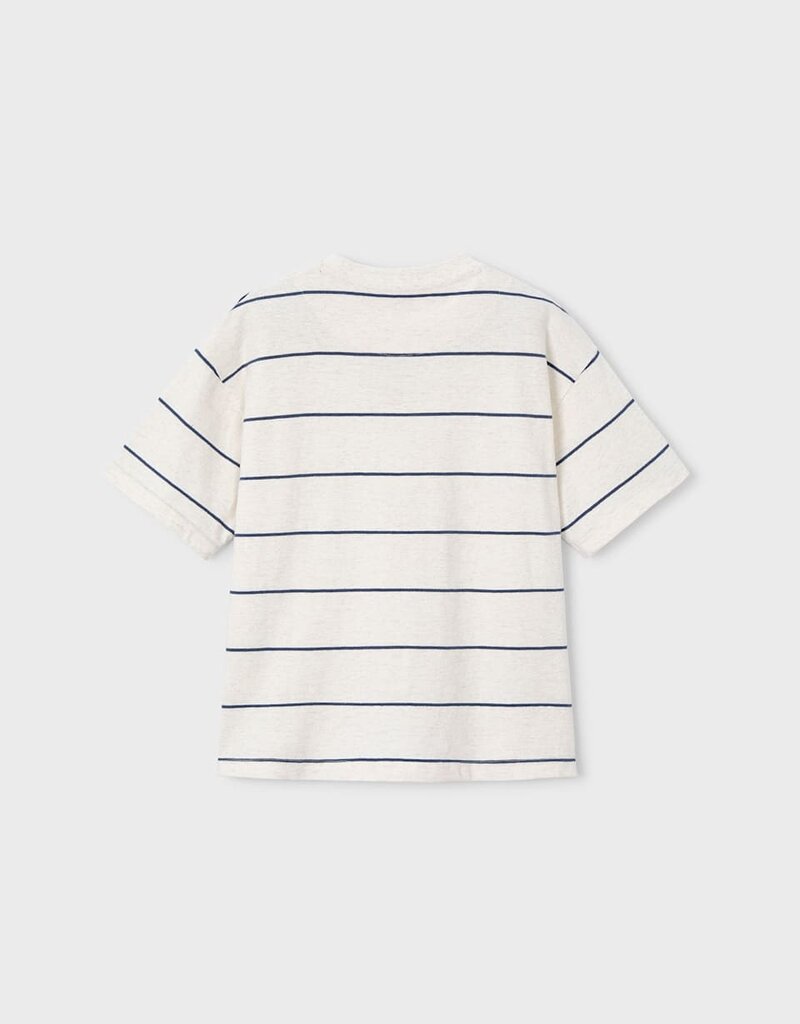 Mayoral White S/S Tee Blue Stripe