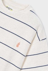 Mayoral White S/S Tee Blue Stripe
