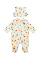 Mayoral Cream Footie Mushroom Print w/Hat
