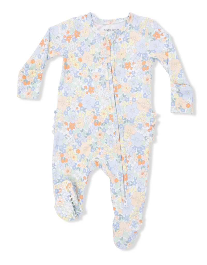 Angel Dear Georgia Floral 2 Way Ruffle Back Zipper Footie