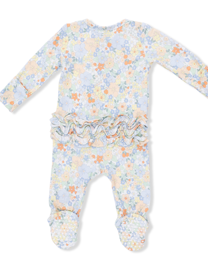 Angel Dear Georgia Floral 2 Way Ruffle Back Zipper Footie