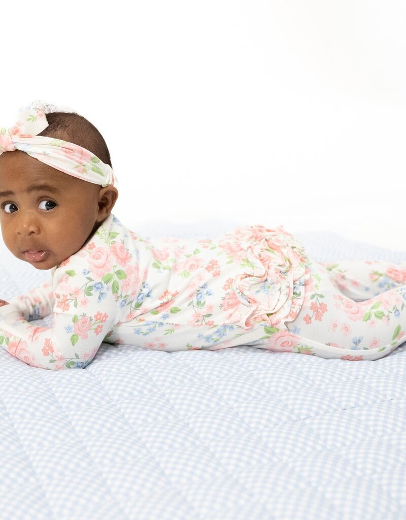 Angel Dear Cute Little Roses 2 Way Ruffle Back Zipper Footie