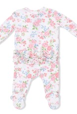 Angel Dear Cute Little Roses 2 Way Ruffle Back Zipper Footie
