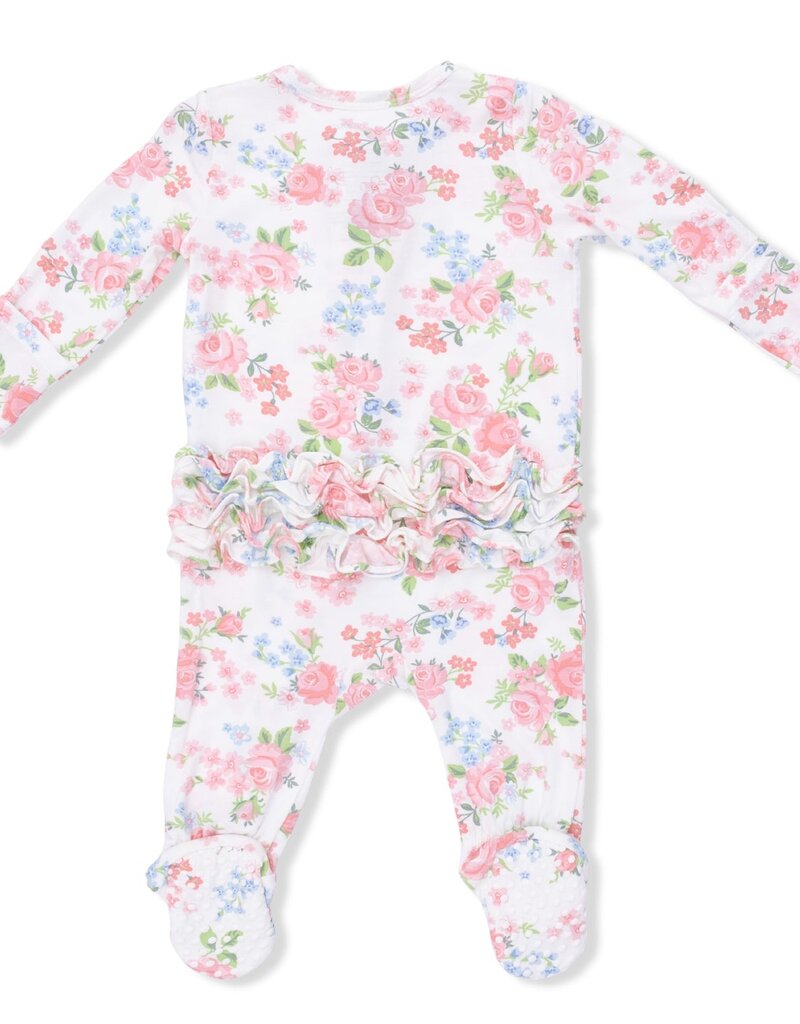Angel Dear Cute Little Roses 2 Way Ruffle Back Zipper Footie