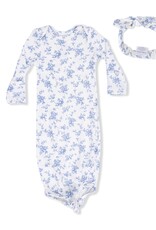 Angel Dear Baby Blue Vines Floral Knotted Gown w/Headband