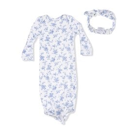 Angel Dear Baby Blue Vines Floral Knotted Gown w/Headband
