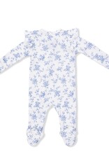 Angel Dear Baby Blue Vines Floral 2 Way Ruffle Sleeve Zipper Footie