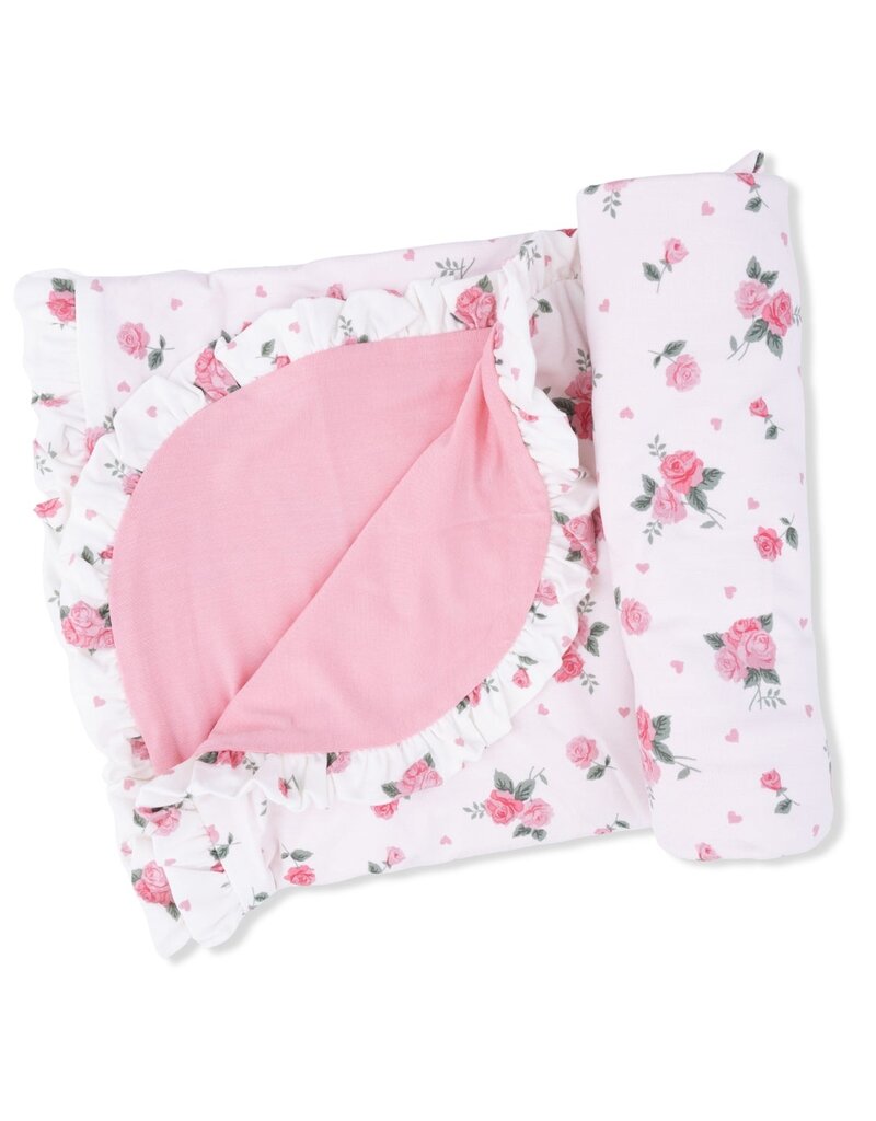 Angel Dear Pink Rosettes Ruffle Blanket