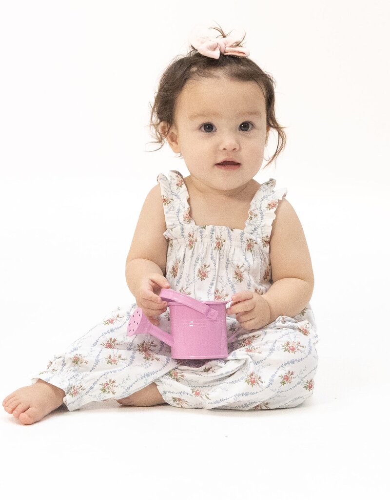 Angel Dear Heirloom Rose Stripe Ruffly Strap Overall