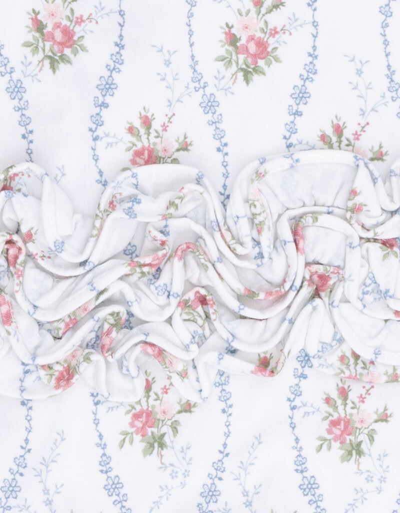 Angel Dear Heirloom Rose Stripe 2 Way Ruffle Back Zipper Footie