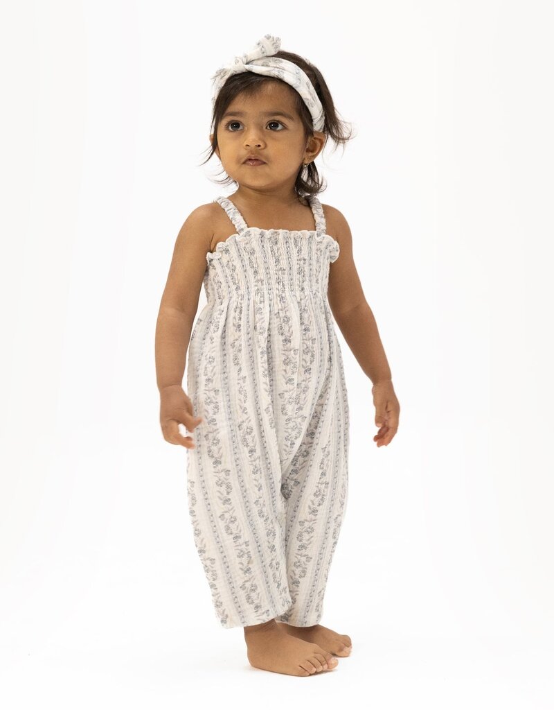 Angel Dear Kimberly Floral Stripe Smocked Romper