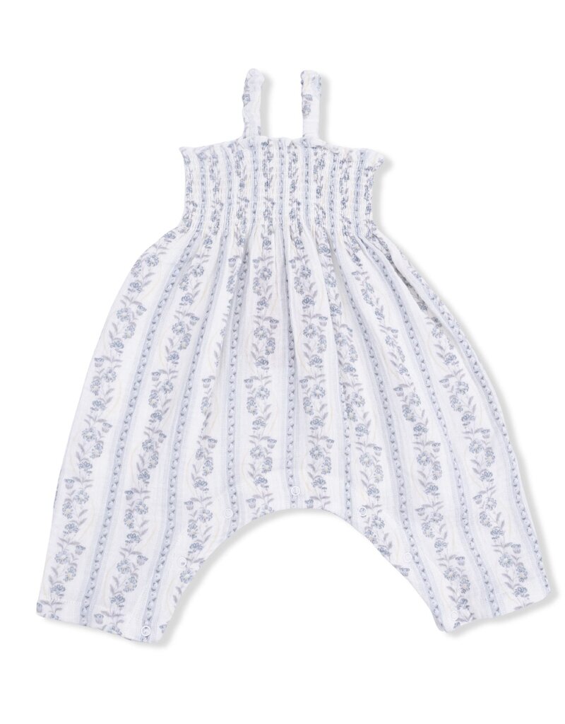 Angel Dear Kimberly Floral Stripe Smocked Romper