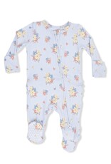 Angel Dear Country Stitch Floral 2 Way Ruffle Back Zipper Footie