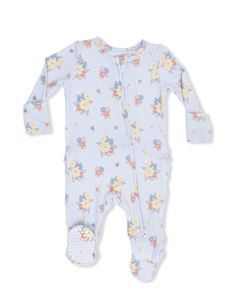 Angel Dear Country Stitch Floral 2 Way Ruffle Back Zipper Footie