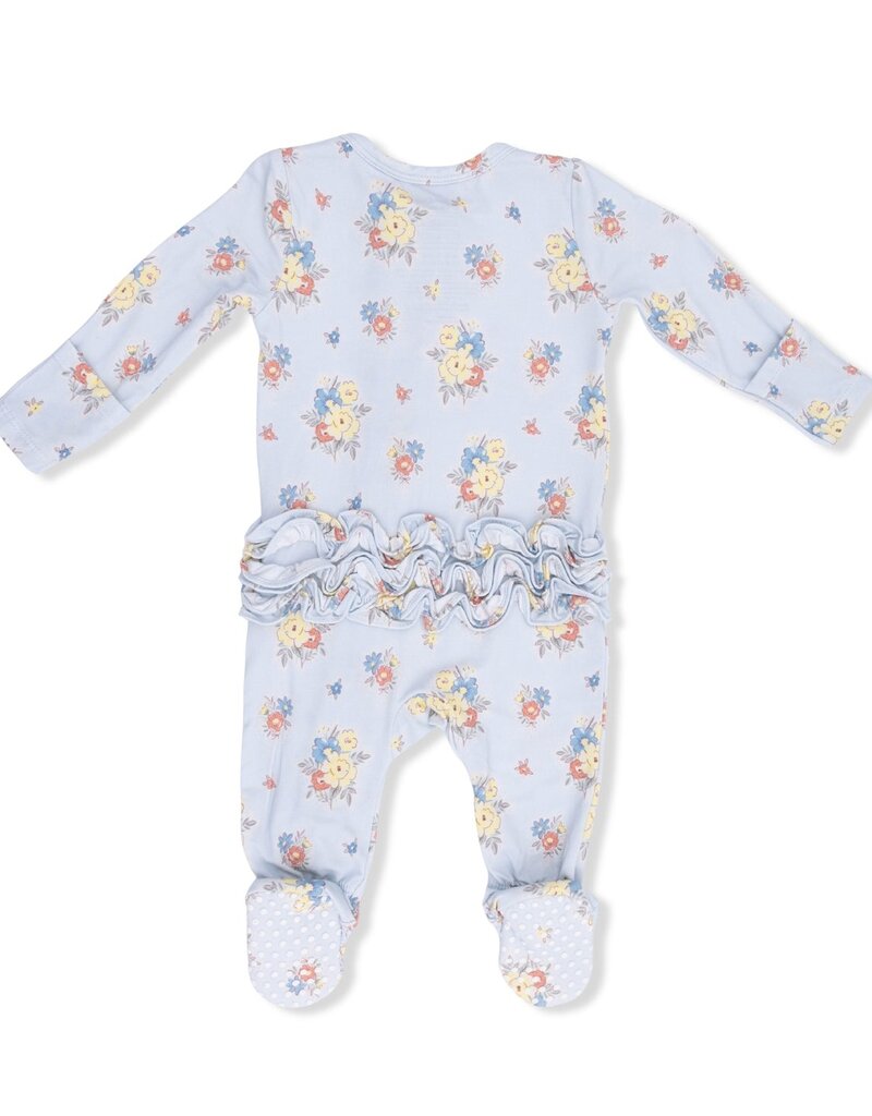 Angel Dear Country Stitch Floral 2 Way Ruffle Back Zipper Footie