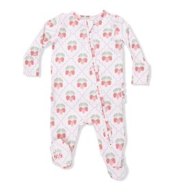 Angel Dear Sweet Strawberries 2 Way Ruffle Back Zipper Footie