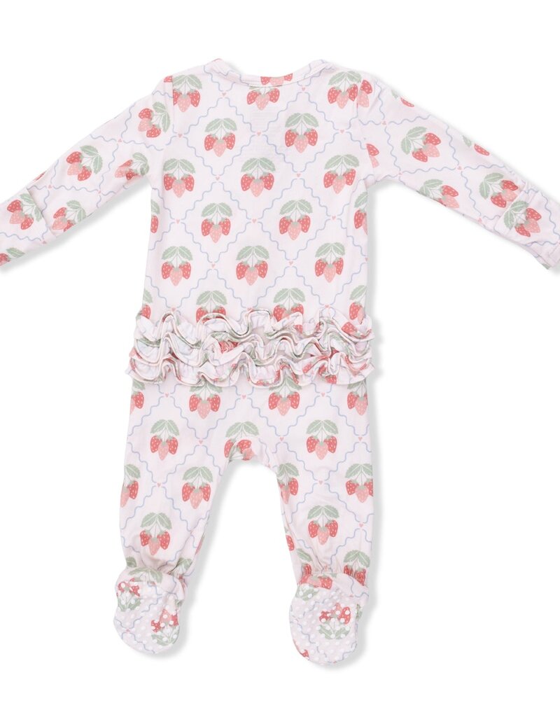 Angel Dear Sweet Strawberries 2 Way Ruffle Back Zipper Footie