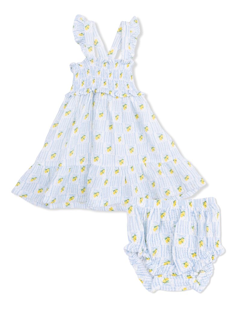 Angel Dear Lovely Lemons Smocked Ruffle Sundress w/Bloomer
