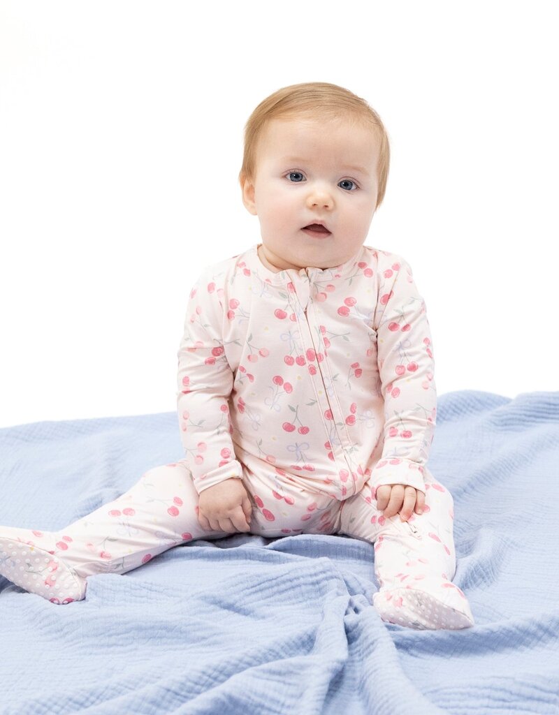 Angel Dear Sweet Bow Cherries 2 Way Ruffle Back Zipper Footie