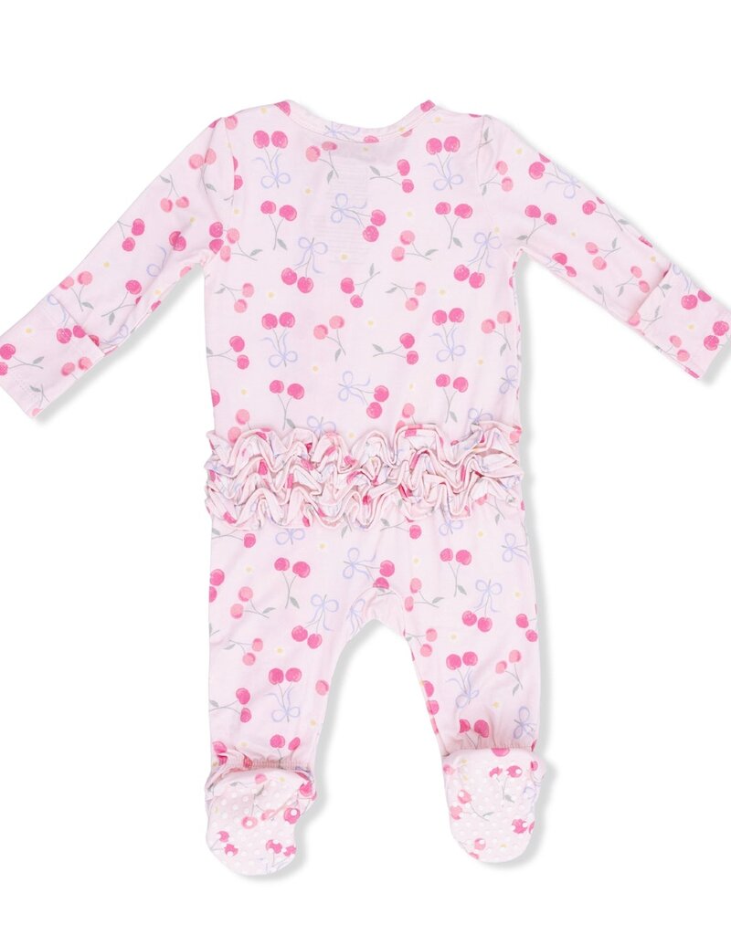 Angel Dear Sweet Bow Cherries 2 Way Ruffle Back Zipper Footie