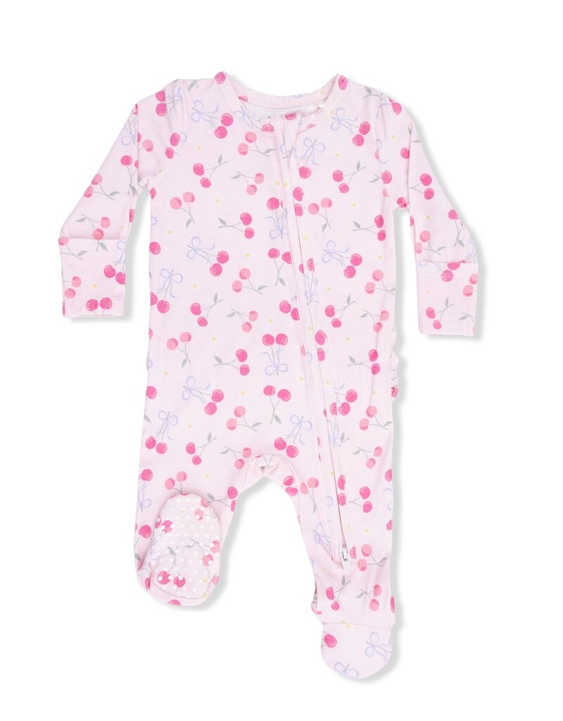 Angel Dear Sweet Bow Cherries 2 Way Ruffle Back Zipper Footie
