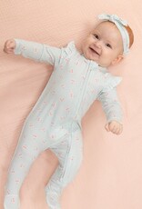 Angel Dear Tiny Cherry Stripe 2 Way Ruffle Sleeve Zipper Footie