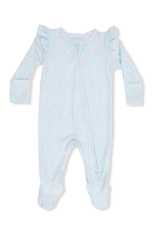 Angel Dear Tiny Cherry Stripe 2 Way Ruffle Sleeve Zipper Footie