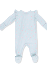 Angel Dear Tiny Cherry Stripe 2 Way Ruffle Sleeve Zipper Footie
