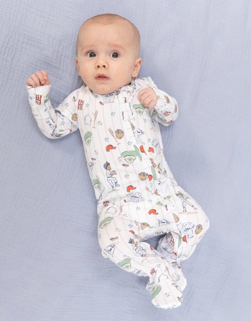 Angel Dear Home Run Baseball 2 Way Zipper Footie