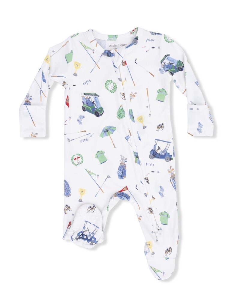 Angel Dear Golf Things 2 Way Zipper Footie White