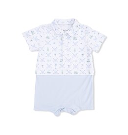 Angel Dear Golf Trellis Blue Short Playsuit