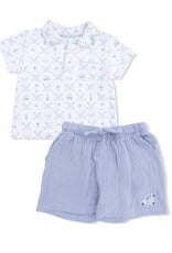 Angel Dear Golf Trellis Blue Polo w/Casual Short