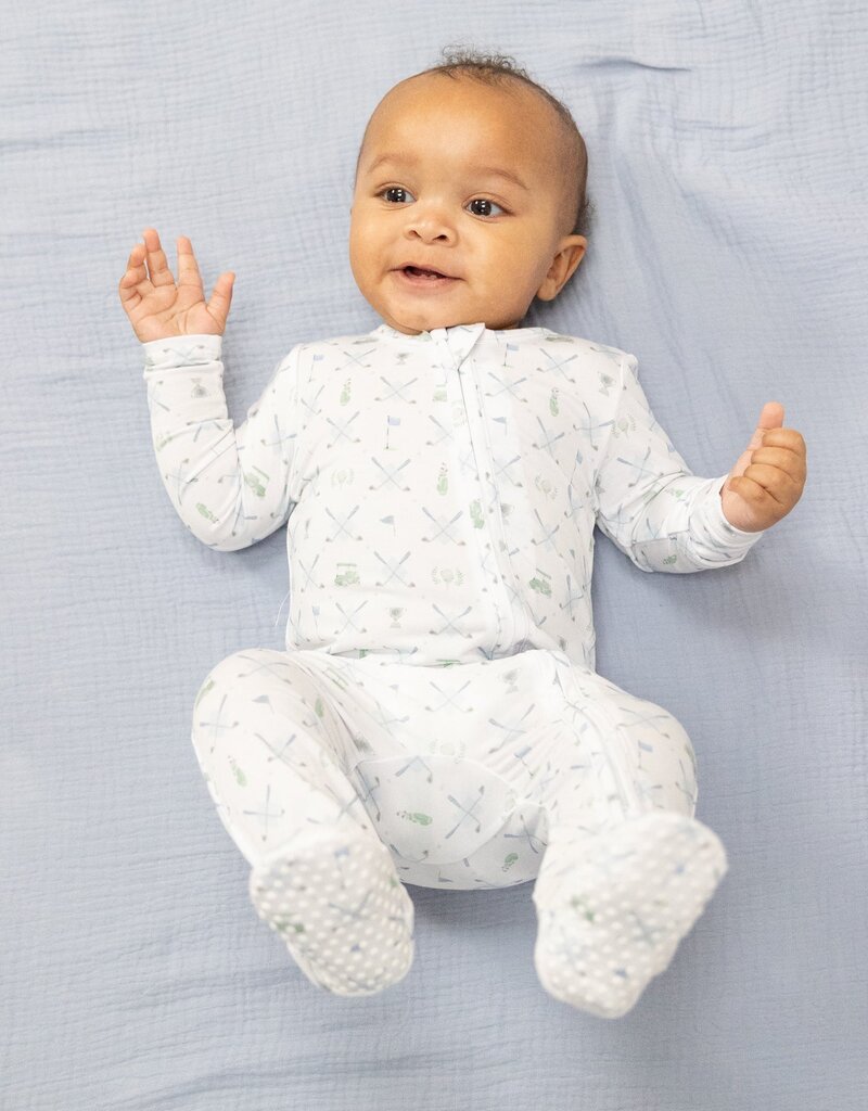 Angel Dear Golf Trellis Blue 2 Way Zipper Footie