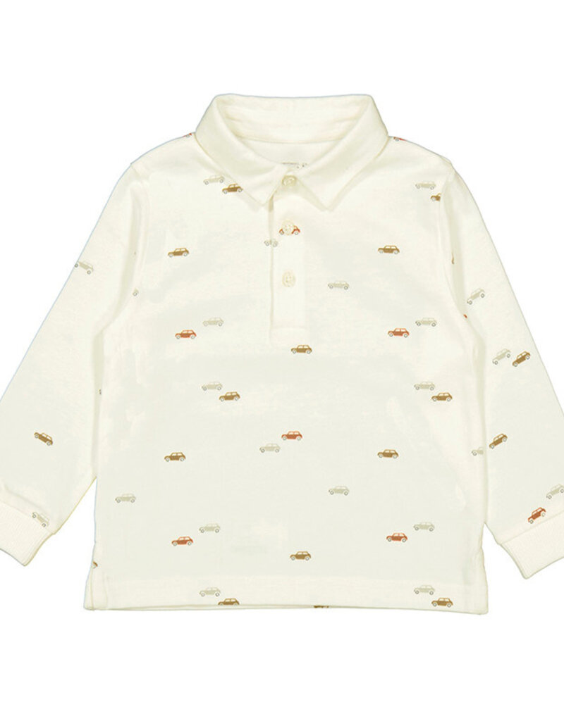 Mayoral L/S Cream Polo w/Car Print
