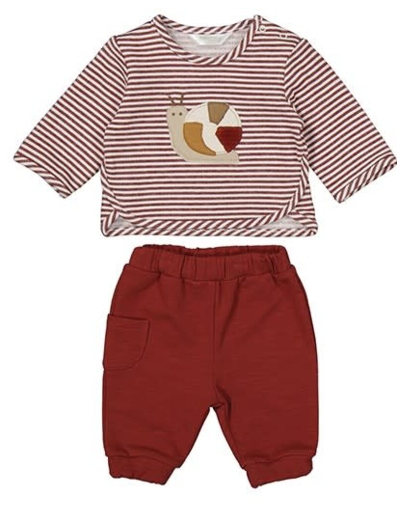 Mayoral Amber Stripe Tee/Pant Set Snail Emb