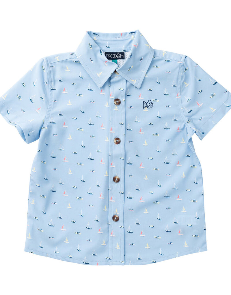 Prodoh S/S Button Down Windsurfer Boats Bay Print