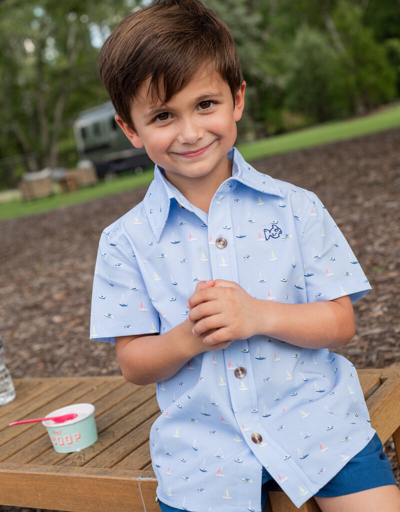 Prodoh S/S Button Down Windsurfer Boats Bay Print